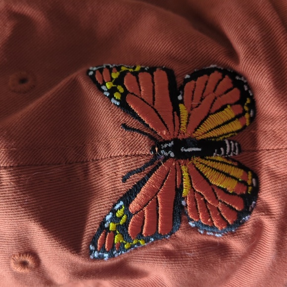 Burnt Orange Butterfly Embroidered Ball Cap - Picture 2 of 4